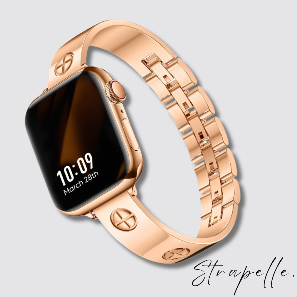 GlimmerLuxe Correa de Lujo de Acero Inoxidable para Apple Watch Series 3 9 y SE Strapelle